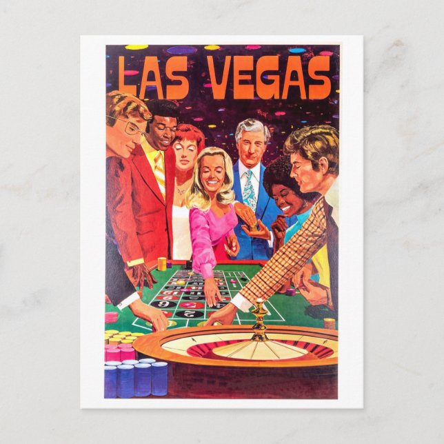 Casino, Las Vegas, Leute spielen auf Roulette Postkarte (Vorderseite)