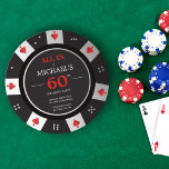 Casino Las Vegas Poker Chip 60th Birthday Einladung<br><div class="desc">Celebrate your milestone 60th birthday in style with our adult birthday invitation designed to look like a poker chip! This invitation is perfect for anyone who loves casinos, gambling, or anything Vegas-themed. The front of the invitation features a high-quality, full-color print of a poker chip with your name and birthday...</div>