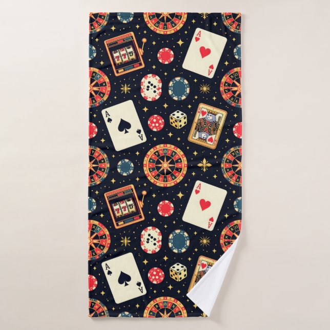 Casino-Musterdesign auf Schwarz Badehandtuch (Badehandtuch)