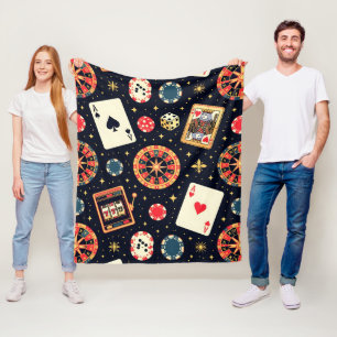 Casino-Musterdesign auf Schwarz Fleecedecke