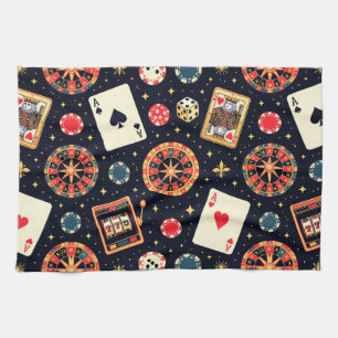 Casino-Musterdesign auf Schwarz Geschirrtuch