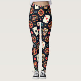 Casino-Musterdesign auf Schwarz Leggings