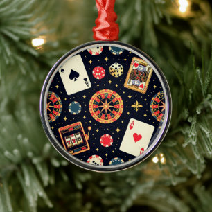 Casino-Musterdesign auf Schwarz Ornament Aus Metall