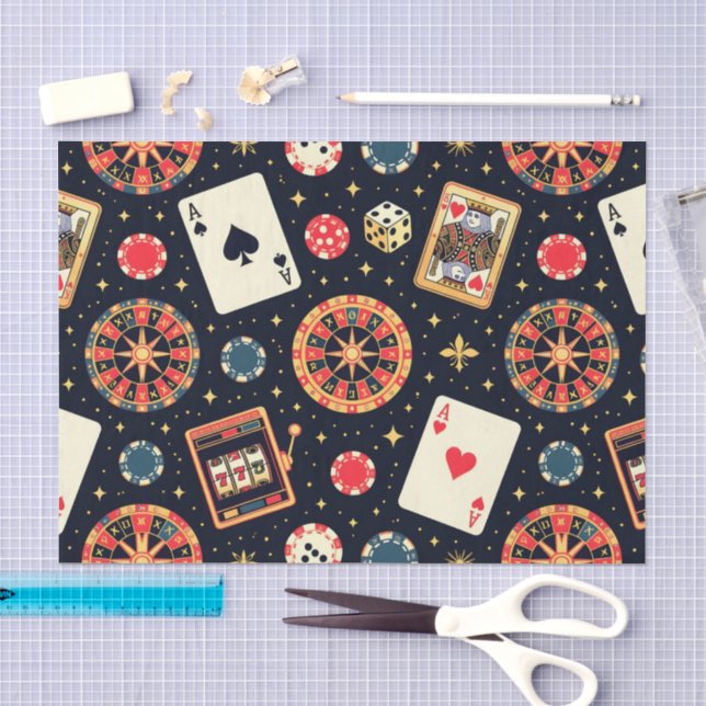 Casino-Musterdesign auf Schwarz Seidenpapier (Handwerk)