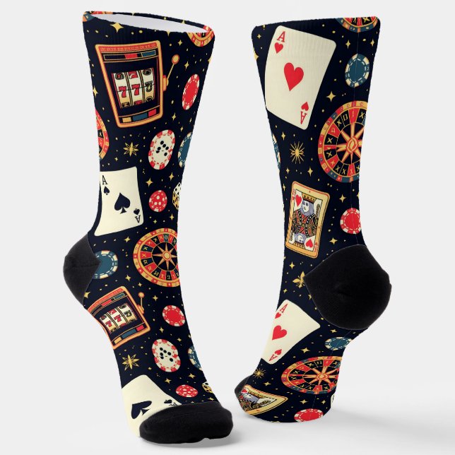 Casino-Musterdesign auf Schwarz Socken (Gewinkelt)