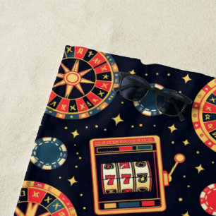 Casino-Musterdesign auf Schwarz Strandtuch