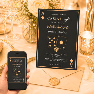 Casino Nachtschwarz Gold Prämie Geburtstag Einladung