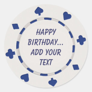Casino Night Birthday Cupcake Toppers Stickers