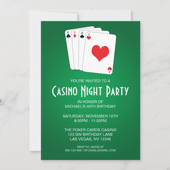 Casino Night Birthday Party Einladung (Vorderseite)