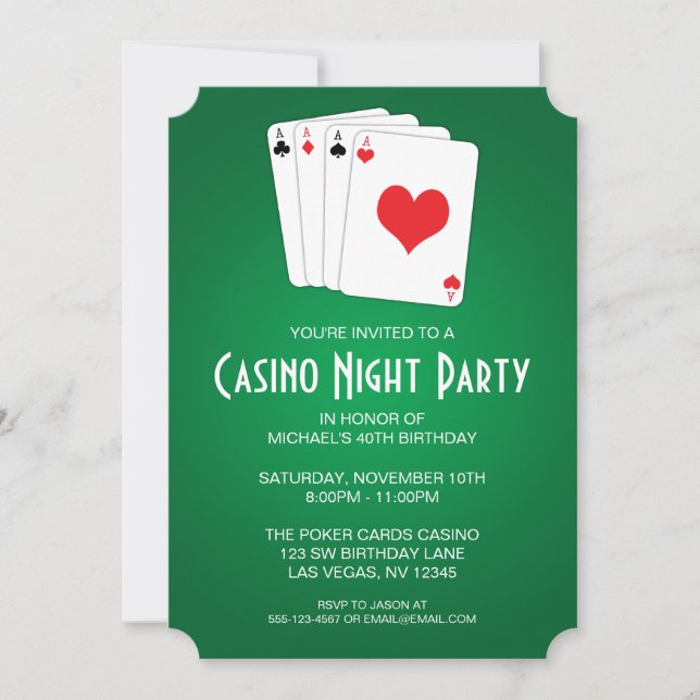 Casino Night Birthday Party Einladung (Vorderseite)