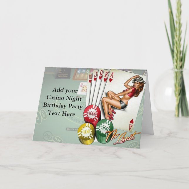 Casino Night Birthday Party Einladungen (Vorderseite)