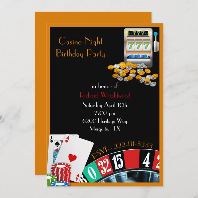 Casino Night Colorado Party Einladung (Vorne/Hinten)
