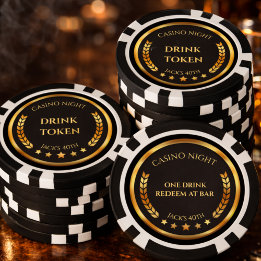 Casino Night Drink Token Poker Chip | Personalized