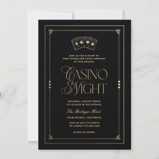 Casino Night Einladung Schwarz Gold Art Deco
