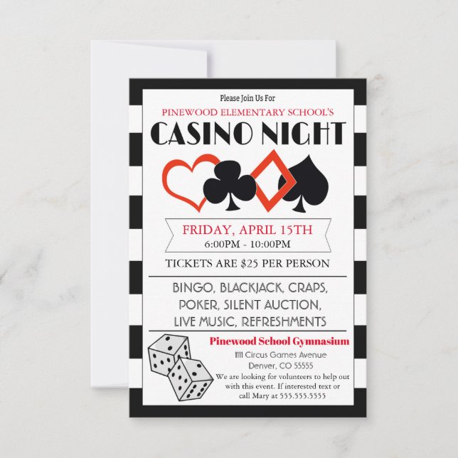 Casino Night Event Party Einladung (Vorderseite)