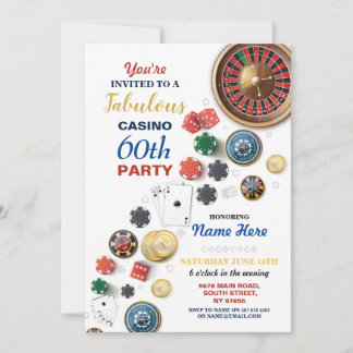 Casino Night Las Vegas Geburtstagskarten Party Einladung