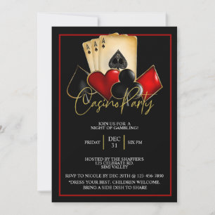 CASINO NIGHT, POKER NIGHT, GAMBLE, KARTENDICE EINLADUNG