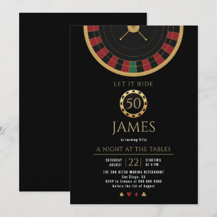 Casino Night Roulette Gold Herren 50. Geburtstag Einladung