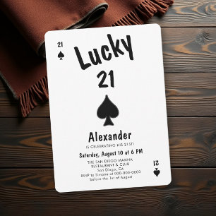 Casino Night Schwarzes Ass der Pik Männer 21. Gebu Einladung