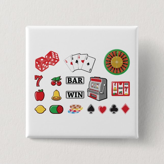 Casino Night Slot Machine Poker Lucky 7s Button (Vorderseite)