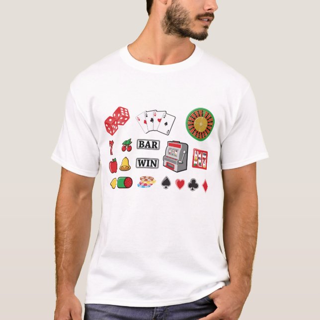 Casino Night Slot Machine Poker Lucky 7s T-Shirt (Vorderseite)