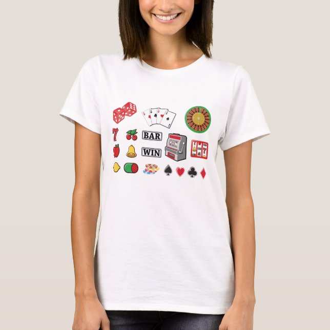 Casino Night Slot Machine Poker Lucky 7s T-Shirt (Vorderseite)