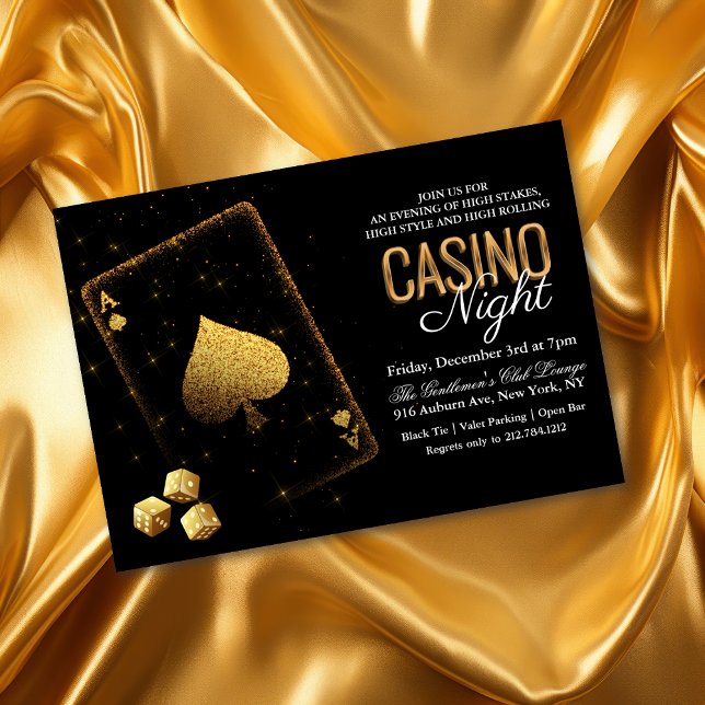 Casino Night Vegas Black and Gold Einladung (Von Creator hochgeladen)