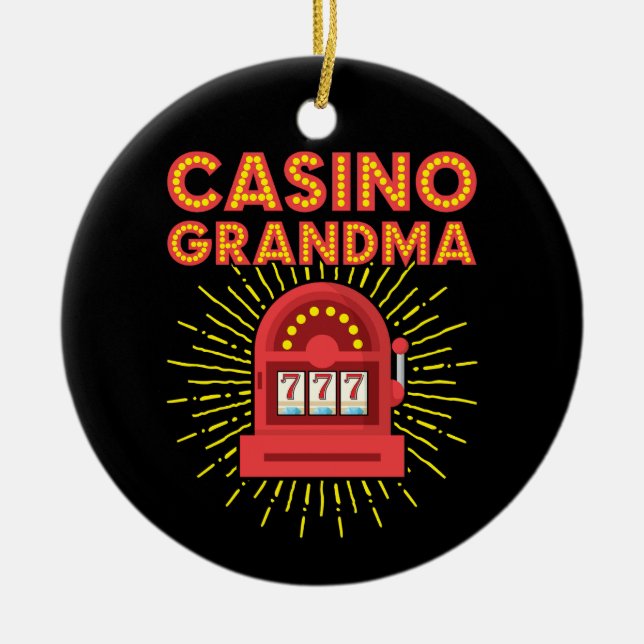 Casino Oma Gambling Granny Keramik Ornament (Vorne)