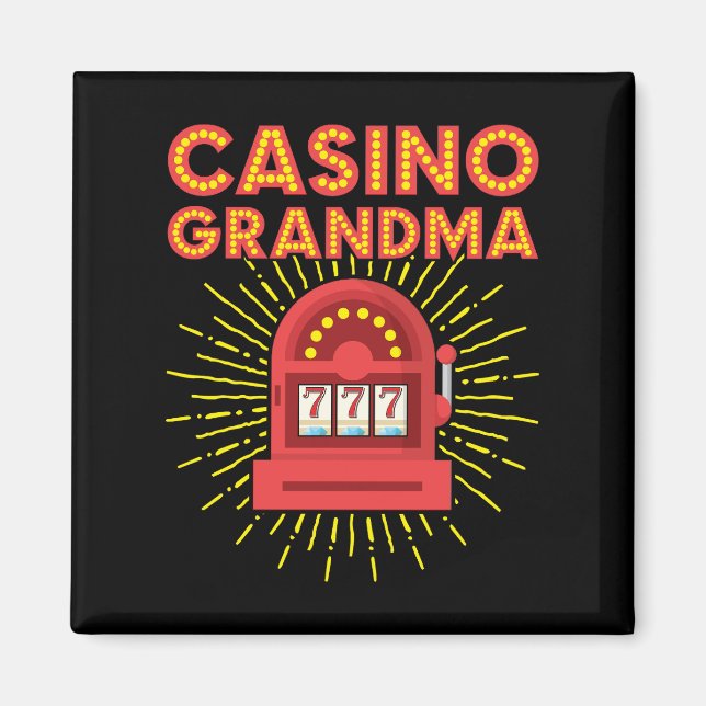 Casino Oma Gambling Granny Magnet (Vorne)