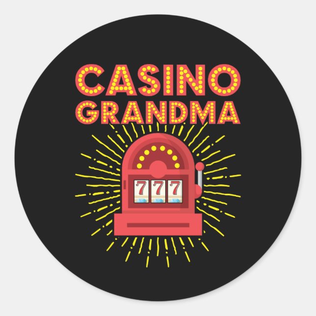 Casino Oma Gambling Granny Runder Aufkleber (Vorderseite)
