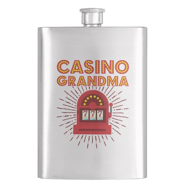Casino Oma Spielautomat Großmutter Flachmann (Vorderseite)