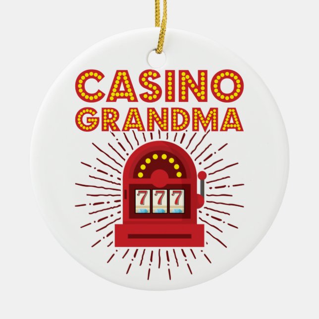 Casino Oma Spielautomat Großmutter Keramik Ornament (Vorne)
