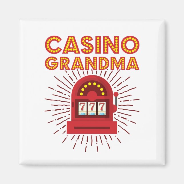 Casino Oma Spielautomat Großmutter Magnet (Vorne)