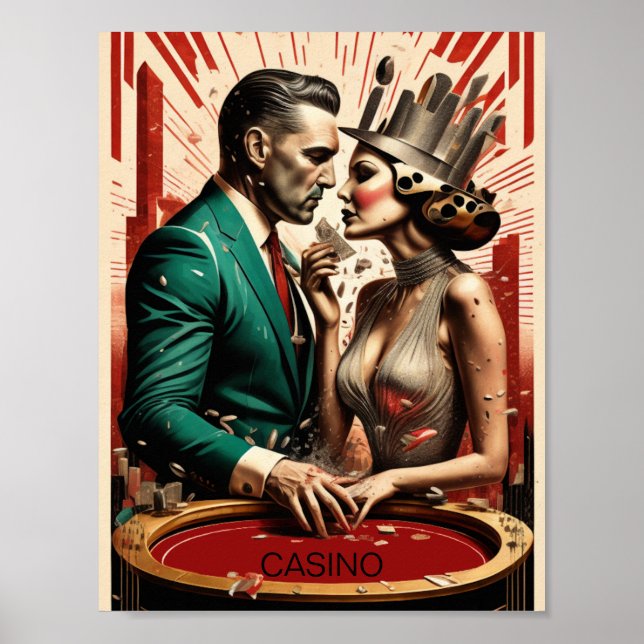 Casino Paar Art Deco Poster (Vorne)