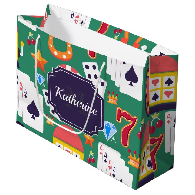 Casino Pattern Große Geschenktüte (Vorderseite Schrägansicht)