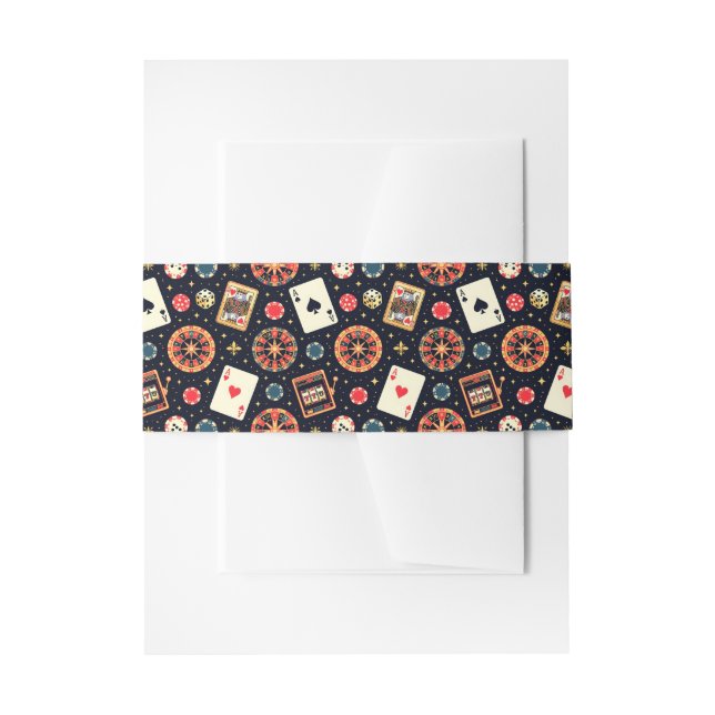 Casino pattern theme on black einladungsbanderole (Vorderseite Beispiel)