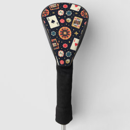Casino pattern theme on black golf headcover