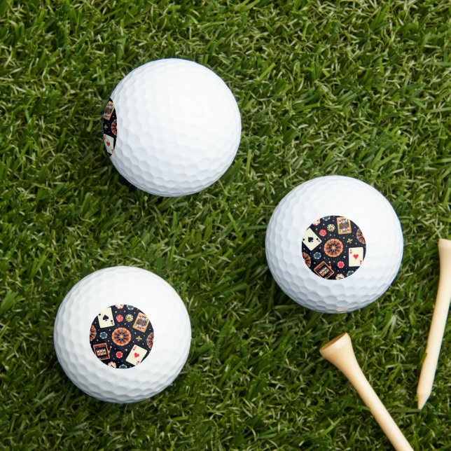 Casino pattern theme on black golfball (Insitu Gras)