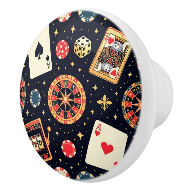 Casino pattern theme on black keramikknauf (Rechts)