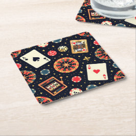 Casino pattern theme on black rechteckiger pappuntersetzer