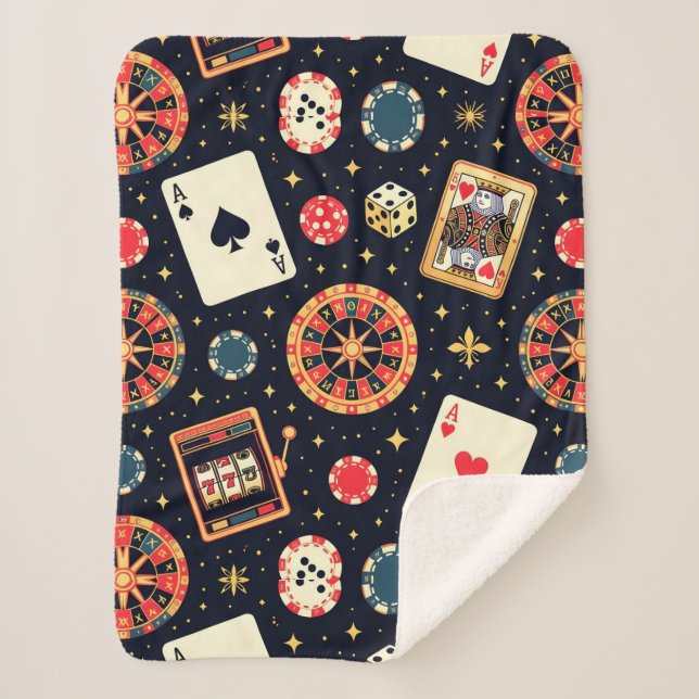 Casino pattern theme on black sherpadecke (Vorderseite)