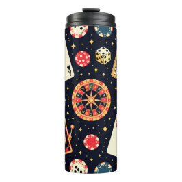 Casino pattern theme on black thermosbecher