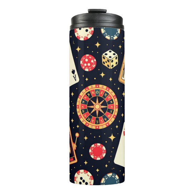 Casino pattern theme on black thermosbecher (Vorderseite)