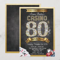 Casino Poker 80. Geburtstag Einladung