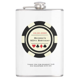 Casino Poker Chip Black Off White Flachmann