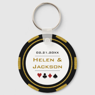 Casino Poker Chip Gold Schwarz-weiße Gastgeschenk  Schlüsselanhänger