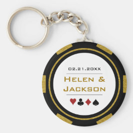 Casino Poker Chip Gold Schwarz-weiße Gastgeschenk  Schlüsselanhänger