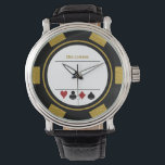 Casino Poker Chip Las Vegas Black Gold Armbanduhr<br><div class="desc">Diese Chip-Uhr in Schwarz,  Weiß und Poker wäre ein fantastisches Geschenk für sich selbst oder für den Casino-Liebhaber in Ihrem Leben. Personalisieren Sie das Design mit einem Namen in einer goldenen Farbe.</div>