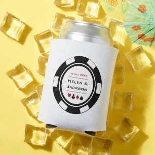 Casino Poker Chip Schwarz-weiß Vegas Wedding Dosenkühler