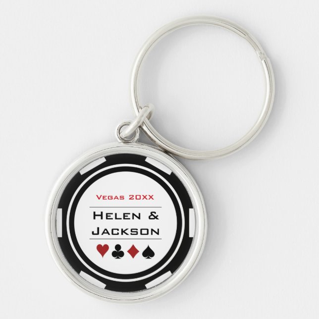 Casino Poker Chip Schwarz-weiße Gastgeschenk Hochz Schlüsselanhänger (Vorne)